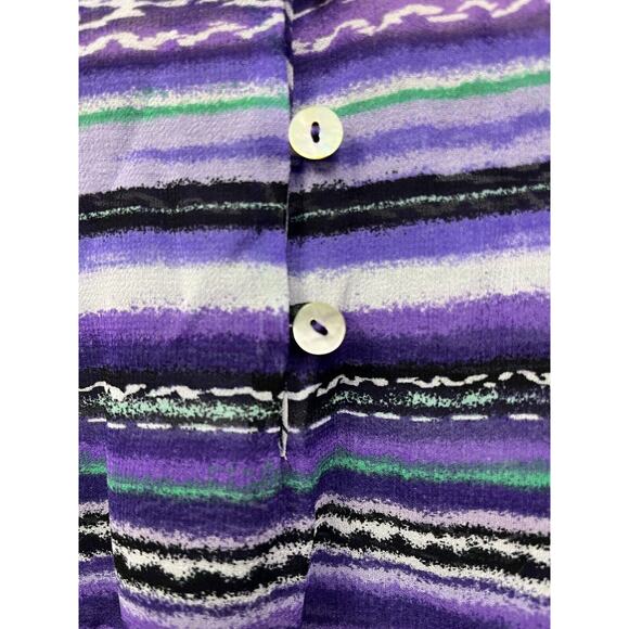 Chico's Top Womens Size 0 Small Polyester Tribal Peplum Waist Purple Semi‎ Sheer - Picture 5 of 7